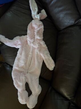 Plush Pink Bunny Hooded Footie for Kids - Soft One-Piece